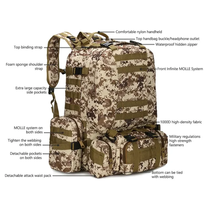 Large Combination Waterproof Tactical Backpack - Image 3